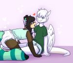  &lt;3 5_fingers ailurid alice anthro clothing diaper dragon duo embrace female fingers fur green_eyes hand_on_head horn inside joey_(disambiguation) kneeling male mammal monsterbunny multicolored_body multicolored_fur red_panda shirt sitting smile topwear wings 