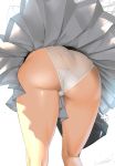  1girl ass bag bookbag commentary_request from_behind grey_skirt highres kotoyoshi_yumisuke original panties signature simple_background skirt solo thighs underwear white_background white_panties 
