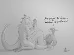  2018 anthro bodily_fluids bottomless clothed clothing cum dialogue dragon duo female fingering fingering_self flat_chested foot_fetish foot_focus foot_grab foot_lick foot_play footjob genital_fluids genitals graphite_(artwork) greyscale hoodie hoodie_only horn kiva~ kneeling latin_text licking line_art lizard lying male male/female masturbation monochrome on_back pencil_(artwork) pussy reptile saliva scalie sex shaking simple_background tailwag text tongue tongue_out topwear traditional_media_(artwork) vaginal vaginal_fingering 