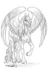  equid equine hair horse male mammal mane monochrome pegasus pose rose_(disambiguation) rose_moonfeather simple_background solo wings 