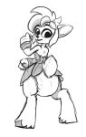  2018 activision anthro cervid diaper elora faun female fur furgonomics hi_res looking_at_viewer looking_back mammal monochrome simple_background solo spyro_reignited_trilogy spyro_the_dragon sylph-space video_games 
