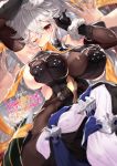  1girl 218 breasts elbow_gloves fur_trim gloves granblue_fantasy layered_gloves long_hair magisa_(granblue_fantasy) one_eye_closed pov red_eyes sideboob silver_hair solo_focus very_long_hair 