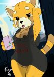  absurd_res aggressive_retsuko ailurid baggy_clothing bedhead beverage bottomless clothed clothing clothing_lift curvy_figure erect_nipples female genitals hi_res ironic_parody irony mammal nipple_slip nipples parody pussy raised_arm raised_tail red_panda sanrio shirt shirt_lift solo tea topwear waking_up wide_hips xoti_(artist) 