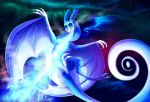  blue_eyes cosmic_background dragon hi_res membrane_(anatomy) membranous_wings open_mouth plaguedogs123 teeth tongue wings wyvern 