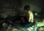  all_male bed game_console kazuko_(towa) male original paper topless 