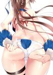  1girl 218 adjusting_clothes adjusting_panties ass ass_grab beatrix_(granblue_fantasy) from_behind grabbing_own_ass granblue_fantasy long_hair panties ponytail simple_background solo thigh_strap underwear white_background 