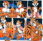  anal anal_fingering anal_fisting anthro balls calvin_and_hobbes double_fisting felid fellatio fingering fisting frosted_flakes genitals group group_sex hi_res hobbes kellogg&#039;s male male/male mammal mascot oral pantherine parasitedeath penile penis sex shere_khan threesome tiger tony_the_tiger 