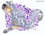  2020 4_toes anthro black_hair black_nose blue_eyes eyebrows eyelashes felid hair kashmere leopard male mammal pantherine solo toes traditional_media_(artwork) 
