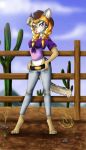  anthro braided_hair cactus canid canine canis cowgirl_outfit cowgirl_style domestic_dog female hair hi_res mammal nivarra sky solo 