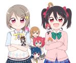  :d blue_hair bow brown_hair chibi chibi_on_head crossed_arms frown green_eyes hair_bow hair_ornament hairclip highres hoshizora_rin koizumi_hanayo kunikida_hanamaru kurosawa_ruby love_live! love_live!_school_idol_festival_all_stars love_live!_school_idol_project love_live!_sunshine!! miyamaki nakasu_kasumi nijigasaki_academy_uniform nishikino_maki on_head open_mouth orange_hair otonokizaka_school_uniform ousaka_shizuku pink_hair purple_eyes red_eyes red_hair school_uniform short_twintails smile smug sweatdrop tennouji_rina tsushima_yoshiko twintails uranohoshi_school_uniform yazawa_nico yellow_eyes 