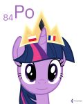  2020 4:5 absurd_res crown english_text equid equine female feral friendship_is_magic hair happy headshot_portrait hi_res horn looking_at_viewer mammal mane multicolored_hair multicolored_mane my_little_pony parclytaxel polonium portrait purple_body purple_eyes purple_mane signature simple_background smile solo text twilight_sparkle_(mlp) unicorn white_background 