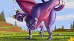  16:9 2020 3_toes activision claws conditional_dnp cynder detailed_background digital_media_(artwork) dragon female feral hi_res horn looking_at_viewer membrane_(anatomy) membranous_wings mercurial64 outside presenting smile solo spyro_the_dragon text toe_claws toes tree video_games widescreen wings 