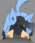  &lt;3 absurd_res all_fours anonymous_character anthro bodily_fluids breasts duo eyes_closed female genitals hand_on_head hi_res human kneeling lucario male male/female mammal nintendo nipples oral penis pok&eacute;mon pok&eacute;mon_(species) saliva tailwag traashmann video_games 