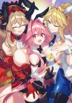  animal_ears anne_bonny_(fate/grand_order) artoria_pendragon_(lancer) astolfo_(fate) bunny_ears citron_82 fate/grand_order no_bra trap 