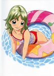  ass bikini blue_eyes child copyright_request green_hair hayashibara_hikari highres innertube solo swimsuit tankini water 