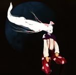  bad_id bad_pixiv_id black fujiwara_no_mokou kirimaru_(tikuwabu) long_hair pale_skin solo touhou white_hair 