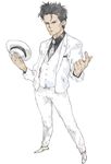  formal full_body hat kamen_rider kamen_rider_w kyuraa_(kyura9een) male_focus narumi_sokichi necktie simple_background solo standing suit 