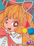  bad_id bad_pixiv_id beads bow chatonorange cube fang hair_bow horns ibuki_suika orange_hair pyramid_(geometry) safety_pin solo sphere star symbol-shaped_pupils touhou 