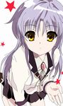  angel_beats! looking_at_viewer porinkii purple_hair school_uniform solo star tenshi_(angel_beats!) yellow_eyes 