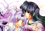  alternate_hairstyle bad_id bad_pixiv_id beni0012 black_hair fujiwara_no_mokou houraisan_kaguya long_hair multiple_girls touhou twintails white_hair 