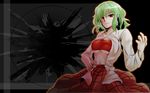  bad_id bad_pixiv_id breasts cleavage copycat_(dryfood) green_hair highres kazami_yuuka large_breasts navel open_clothes open_shirt plaid plaid_skirt red_eyes shirt short_hair skirt solo strapless touhou tubetop underboob wallpaper 