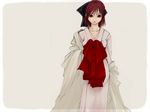  bow gbeer hair_bow highres japanese_clothes kimono kohaku red_hair sad solo spot_color tsukihime 