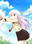  angel_beats! cloud day dragging long_hair mochizuki_mina pulling purple_hair rainbow school_uniform sky solo_focus tenshi_(angel_beats!) yellow_eyes 
