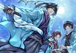  hakama hakuouki_shinsengumi_kitan haori headband hijikata_toshizou_(hakuouki) japanese_clothes kagalin kimono male_focus multiple_boys okita_souji_(hakuouki) saitou_hajime_(hakuouki) 