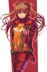  blue_eyes bodysuit brown_hair evangelion:_2.0_you_can_(not)_advance floating_hair highres long_hair looking_away multicolored multicolored_bodysuit multicolored_clothes neon_genesis_evangelion orange_bodysuit parted_lips plugsuit rebuild_of_evangelion red_bodysuit shihou_(g-o-s) shikinami_asuka_langley skin_tight solo souryuu_asuka_langley test_plugsuit 