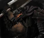  armor berserk berserker_armor black_armor cape dragonslayer_(sword) full_armor guts huge_weapon male_focus manly solo sword teruki weapon 