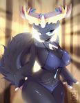  anthro anthrofied antlers blue_eyes breasts clothing female fur horn legendary_pok&eacute;mon mammal nintendo pok&eacute;mon pok&eacute;mon_(species) skwidbone solo underwear video_games xerneas 