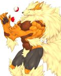  abs anthro arcanine biceps canid canine captainjohkid fur hi_res male mammal muscular muscular_male nintendo pecs pok&eacute;mon pok&eacute;mon_(species) simple_background solo video_games 