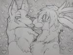  &lt;3 anthro antlers canid canine cervid cervine chital deer-spangle duo forgottenscales fox horn male mammal smooch tongue 