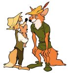  2020 anthro black_nose br&#039;er_fox canid canine clothed clothing disney fox fur group hat headgear headwear male mammal robin_hood robin_hood_(disney) simple_background song_of_the_south uochandayo white_background 