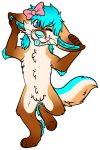 anthro bow canid canine chibi crossybear_(artist) ears_up fennec fox girly happy male mammal solo toby_fennec xblueashesx 