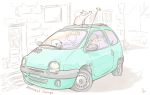  animal_ears artist_name car cat cat_ears door ground_vehicle headlight motor_vehicle multiple_cats original paw_print rabienu radio_antenna rear-view_mirror renault renault_twingo seat side_mirror signature sleeping steering_wheel tire window_shade 