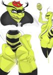  anthro arthropod bee breasts butt female genitals hi_res hymenopteran insect non-mammal_breasts nude pussy simple_background smile solo vapebrowoeon 