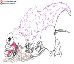  ambiguous_penetration anjanath anthro brute_wyvern capcom claws dinosaur duo fanged_wyvern fangs female feral feral_on_feral hair hi_res jagras licking male male/female monster_hunter penetration reptile scalie simple_background spikes text tongue tongue_out url video_games vipery-07 white_background 