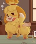  2020 absurd_res alcohol alternate_version_at_source anal_juice animal_crossing anthro anus beverage blush bodily_fluids canid canine canis crouching dipstick_tail disembodied_hand domestic_dog duo female fur genital_fluids genitals half-closed_eyes hi_res inside isabelle_(animal_crossing) looking_at_viewer looking_back mammal multicolored_tail narrowed_eyes nintendo presenting presenting_anus presenting_pussy pussy pussy_juice sake_kemosalmon shih_tzu signature solo_focus spread_anus spreading sweat toy_dog video_games yellow_body yellow_fur 