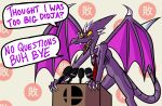  2018 anthro claws depeshay dialogue dragon english_text hi_res male membrane_(anatomy) membranous_wings metroid microphone necktie nintendo podium ridley scalie simple_background solo space_dragon_(metroid) speech_bubble super_smash_bros. super_smash_bros._ultimate text video_games wings yellow_eyes 