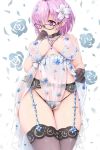  artoria_pendragon_alter_(fate/grand_order) cosplay fate/grand_order kntrs_(knyrs) lingerie mash_kyrielight megane nipples no_bra see_through stockings thighhighs 