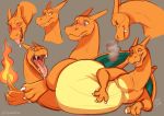  2018 3_toes absurd_res ambiguous_gender belly big_belly blue_eyes blush bodily_fluids charizard claws digital_media_(artwork) dragon drooling hi_res ifus lying nintendo open_mouth overweight overweight_ambiguous pok&eacute;mon pok&eacute;mon_(species) relaxing saliva scalie smile teeth toe_claws toes tongue tongue_out video_games western_dragon wings 