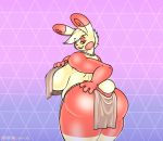 2020 absurd_res anthro belly big_breasts big_butt breasts butt butt_grab chubby_female clothed clothing curvy_figure digital_media_(artwork) female hair hand_on_butt hi_res huge_butt lagomorph loincloth long_ears looking_at_viewer looking_back mammal nintendo open_mouth pok&eacute;mon pok&eacute;mon_(species) pok&eacute;morph presenting presenting_hindquarters sammy_(spindaspinda) seductive short_tail simple_background slightly_chubby smile solo spinda spiral_eyes standing thick_thighs tongue video_games voluptuous wide_hips wingedwilly 