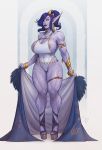  abs absurd_res big_breasts blizzard_entertainment breasts cleavage clothed clothing devil_hs ear_piercing ear_ring elf female hair hi_res humanoid mammal muscular muscular_female not_furry piercing purple_hair solo thick_thighs video_games void_elf warcraft wide_hips 