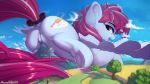  16:9 2020 anus cloud cutie_mark destruction detailed_background digital_media_(artwork) discordthege equid equine eyebrows fan_character feathered_wings feathers female feral genitals hasbro hi_res hooves macro mammal my_little_pony open_mouth outside pegasus pussy solo tree tt underhoof widescreen windmill wings 