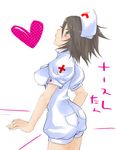  black_hair blush breasts death_note genderswap green_eyes heart impossible_clothes impossible_clothing impossible_shirt l l_(death_note) l_lawliet missifre nurse rule_63 shirt shueisha 