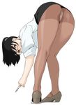 ass bent_over black_hair business_suit formal glasses holon jinroku kneepits panties panties_under_pantyhose pantyhose pen pencil_skirt picking_up real_drive skirt sleeves_rolled_up solo suit underwear 