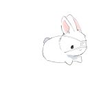  1other animal_focus bunny buttoniris english_commentary eyepatch lying on_stomach original simple_background solo white_background 