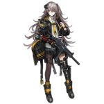  1girl ammunition_pouch ankle_boots arm_ribbon armband bag baggy_clothes bangs black_footwear black_gloves black_jacket black_legwear black_nails blush boots brown_eyes buttons closed_mouth collared_shirt crossed_bangs duct_tape exoskeleton full_body girls_frontline gloves gun h&amp;k_ump h&amp;k_ump45 hair_ornament hand_up headgear heckler_&amp;_koch holding holding_gun holding_weapon holster hood hood_down hooded_jacket infukun jacket leg_wrap long_hair looking_at_viewer looking_away mechanical_arm mod3_(girls_frontline) nail_polish necktie nose_blush official_art one_eye_closed one_side_up open_clothes open_jacket pantyhose pleated_skirt pouch prosthesis prosthetic_arm red_ribbon ribbon scar scar_across_eye shirt sidelocks silver_hair single_glove single_knee_pad single_leg_pantyhose skirt smile solo standing strap submachine_gun suppressor tape thigh_strap thighhighs transparent_background trigger_discipline ump45_(girls_frontline) untucked_shirt vertical_foregrip very_long_hair weapon white_shirt wristband yellow_neckwear 