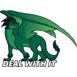  4_fingers 4_toes alpha_channel deal_with_it dragon english_text eyewear fingers flat_colors fluffy fur furred_dragon green_body green_fur kaltt_deelohial meme nude pose reaction_image simple_background sticker sunglasses text toes transparent_background wings 